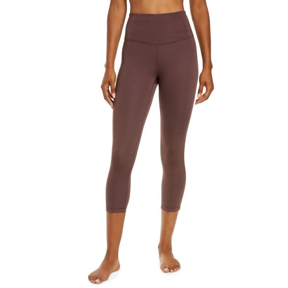 Zella Studio Lite High Waist Capri Crop Leggings Brown Small 4-6 NEW - Picture 1 of 8